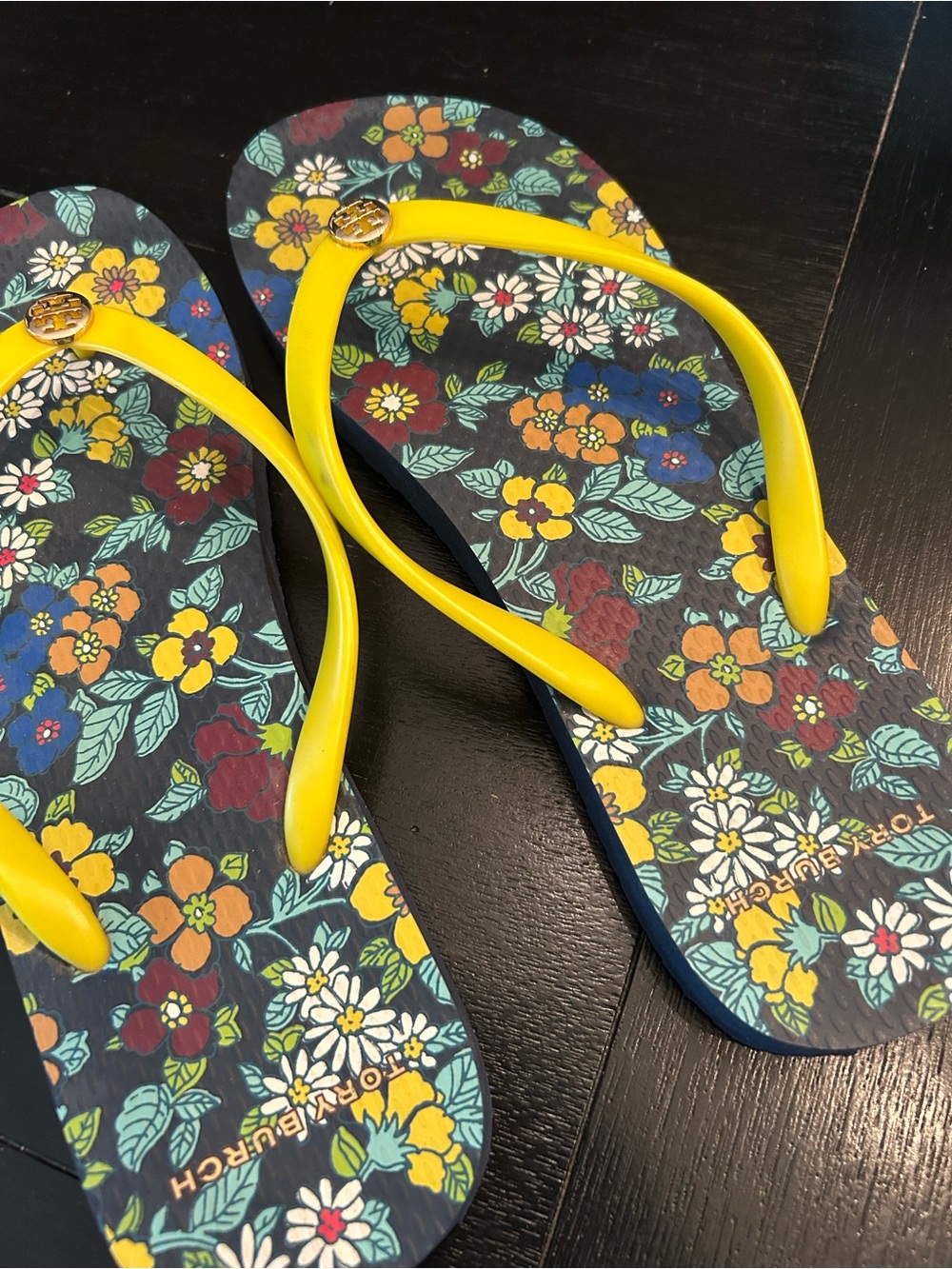 Tory Burch Yellow-Strap Floral Flip Flops - Picture 2 of 3